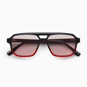 Nueva llegada de la marca de moda de doble puente gafas de sol cómodas gris con acetato rojo naranja gafas de montura para hombres y mujeres - Product Image 3