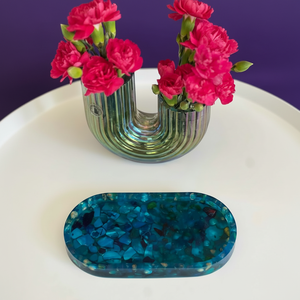 Plateau décoratif en résine de plusieurs couleurs, organisateur de cosmétiques, décoration d'intérieur, plateau ovale en résine, plateau de coiffeuse, haute qualité - Product Image 1