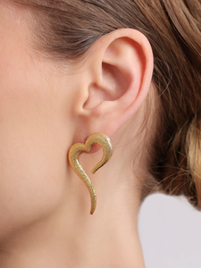 ต่างหูรูปหัวใจแบบเปิด ดีไซน์ทันสมัย พื้นผิวมีเท็กซ์เจอร์ น้ำหนักเบา สวยหรู เครื่องประดับแฟชั่นสำหรับผู้หญิง - Product Image 2