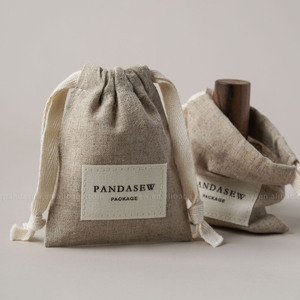 Pandasew biểu tượng tùy chỉnh Linen bông dây kéo túi với nhãn trang sức bao bì túi - Product Image 1