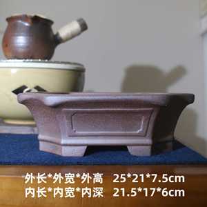 Pot à bonsaï en argile violette fait main, en poterie rustique, pour succulentes et calamus, en céramique de bureau, antique, cuite au bois - Product Image 4