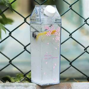 Bouteille d'eau carrée transparente en plastique, type carton de lait, étanche, portable, réutilisable, 500-1900ML, compatible lave-vaisselle, pour fêtes, fitness, camping, sport - Product Image 3