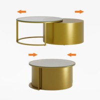 Ensemble de tables basses en verre modernes et élégantes avec tables gigognes durables et design rotatif pour salon et petits espaces