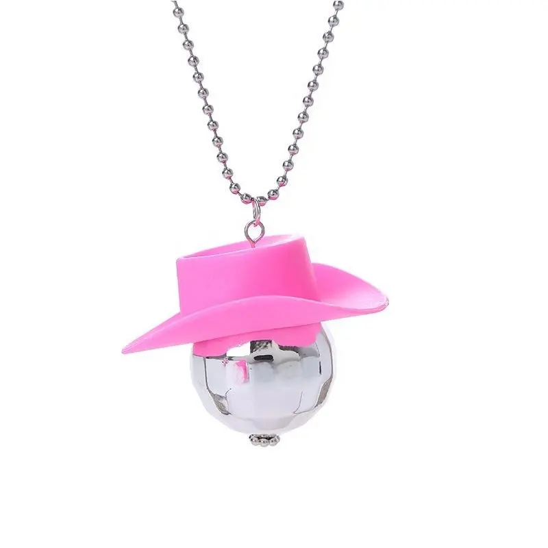 Pink Cowgirl Chapéu Cowgirl Bachelorette Disco Party Favors 1970s Disco Acessórios Mini Disco Ball Colar