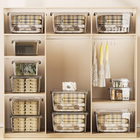 Boîte de rangement transparente en PP épaissi personnalisable avec fermeture à clip, grande capacité, organisateur de placard, couvercle anti-poussière, salon