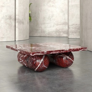 Sang trọng Rosso levanto Bàn cà phê bằng đá cẩm thạch màu đỏ với bề mặt được đánh bóng cho phòng khách thanh lịch và khách sạn Boutique - Product Image 1