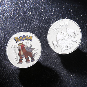 Pièce de monnaie numismatique ronde de 4 cm en émail <span class=keywords><strong>or</strong></span> et <span class=keywords><strong>argent</strong></span>, motif Pokémon Pikachu Mewtwo, OEM ODM, 1 pièce par emballage en plastique sous sachet OPP - Product Image 5