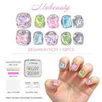 Makeauty – Autocollants pour faux ongles en PMMA, couleurs mélangées, couverture complète, 24 pièces par paquet, prix usine