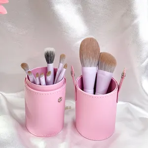 ZY200 Großhandel Powder Contour Blush Stippling Brush Lidschatten Synthetic Hair Foundation Mini Lila 10 Stück Make-up Pinsel