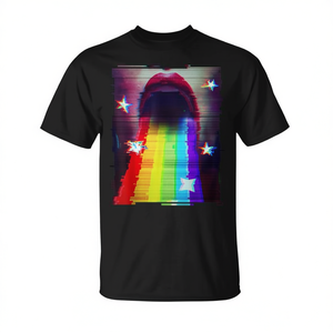 T-shirt esthétique LGBTQ Vaporwave Glitch, design lèvres arc-en-ciel, coupe unisexe - Product Image 2