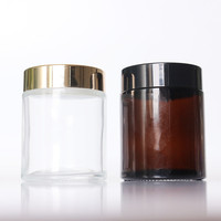 100/150/200/250/300/400 ml Großhandel Bernstein/Klar Kunststoff PET Weithalsglas mit Aluminiumdeckeln Kosmetik-Verpackungsbehälter