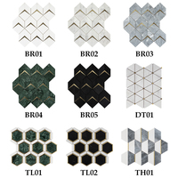 Carrelage mural hexagonal pour salle de bain 30x30cm en marbre noir et blanc