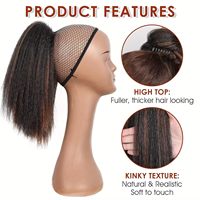 Extensions de cheveux synthétiques en soie haute température, bouclées crépues, effet yaki africain, avec pince à griffes, pour queue de cheval, effet poils de maïs, volumineuses, pour femmes