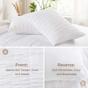 Juego de Edredón Seersucker Queen (90x90 Pulgadas), 3 Piezas - Edredón Ligero de Tela Lavada 100% Suave con 2 Fundas de Almohada - Product Image 4