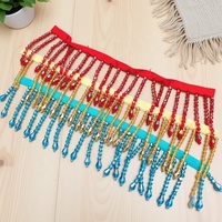 Meetee HD024 Accessoires de décoration de vêtement Garniture de pompon en polyester en gros avec perles pour costumes de performance