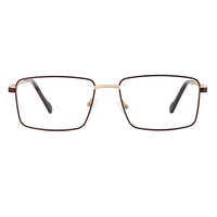 Monturas de Gafas Metálicas Rectangulares Clásicas FEROCE para Hombre 9145, Diseño Bicolor con Bisagra de Resorte Reparable