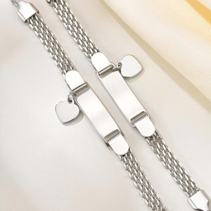 Personalized Engravable Stainless Steel Curved Bar Bracelet Gold & Steel Color Custom <b>Name</b> Jewelry Unisex Fashion Gift Bracelet - Product Image 2