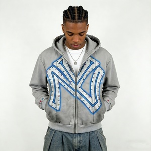 Sweat-shirt à capuche uni personnalisé en gros pour hommes, fournisseur de premier plan, extérieur, 100% coton, lourd, couleur unie, fermeture éclair intégrale - Product Image 1