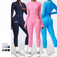 Nouvelle combinaison de sport une pièce pour femme, à fermeture éclair, séchage rapide, haute résistance, pour yoga et entraînement