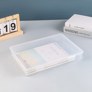 Boîte de rangement pour dossiers en plastique transparent, organisateur de documents A4 avec couvercle, boîte de rangement pour papiers de bureau à domicile - Product Image 3