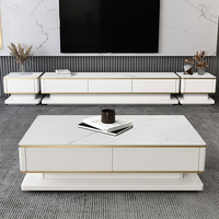 Ensemble de meuble TV et table basse en bois blanc de style nordique moderne, table basse de salon, tables basses en bois pour la maison, luxe
