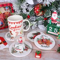 Sous-verres en céramique écologiques modernes en gros, bouchons absorbants de Noël pour la cuisine, personnalisables par sublimation, résistants à la chaleur
