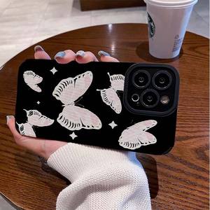 Coque de téléphone portable en cuir artificiel TPU avec papillon blanc et <span class=keywords><strong>rose</strong></span> pour <span class=keywords><strong>Iphone</strong></span> X Xr Xs 11 12 13 14 15 16 17 Pro Max - Product Image 3