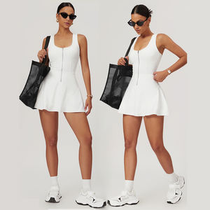 Tennis Wear Rock Sporta nzug Frauen Gym Reiß verschluss Rock Mit Shorts Benutzer definierte Großhandel Einfarbig Sexy Golf Sportswear - Product Image 2