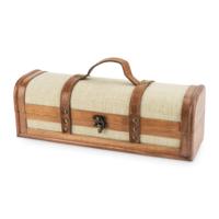 Ficelle Vintage Trunk Bouteille De Vin Boîte-cadeau Boîte À Vin En Bois Bois Faux Cuir Laiton Tissu Hold1 Bouteille avec Couvercle et Poignée