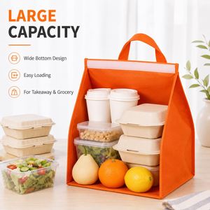Custom Logo Waterproof Nonwoven Lunch <b>Bag</b> Insulated Thermal Takeaway <b>Bag</b> Eco Friendly Reusable Food Tote <b>Bag</b> Wholesale - Product Image 2