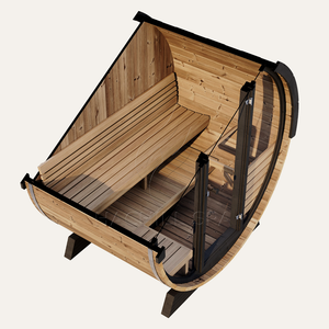 Hachillspa di lusso all'aperto barile Sauna 4-6 persone finitura thermoood vetro temperato porta d'ingresso nero scandole tetto Sauna stufa - Product Image 4