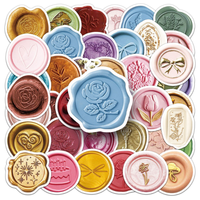 Autocollants de sceau de cire de dessin animé Vintage personnalisés 50 pièces décalcomanies étanches pour tasses/revues quantité minimale de commande 50 ensembles fournitures de Scrapbooking bricolage