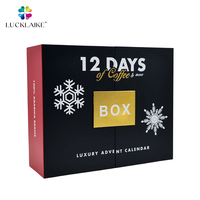 Vente en gros de calendriers de l'avent beauté, maquillage, parfums, cadeaux de la Saint-Valentin, emballage en carton noir, boîte de calendrier de l'avent personnalisée