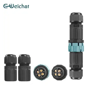 E-Weichat M23MF 4 Pinos para Iluminação Exterior LED Tipo parafuso de Fixação macho fêmea IP68 Conector à prova d'água para fiação