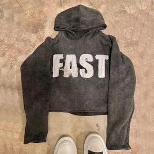 Dcy 2025 xu hướng sản phẩm Zip Hoodies tùy chỉnh, 500gsm axit rửa Streetwear hoodie vá đau khổ Zip lên, người đàn ông Zip Hoodie - Product Image 1