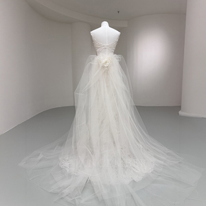 Nt138 Elegant Lace Mermaid Wedding Dress Sleeveless Illusion Bridal Gown With Detachable Tulle Overskirt and Train Jancember - Product Image 4