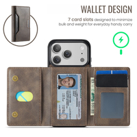 Casing Ponsel Kulit PU Mewah dengan Magnet dan Dompet untuk iPhone 17/17 Pro/17 Pro Max/17 Air/17, Pelindung Handphone yang Dapat Dilepas