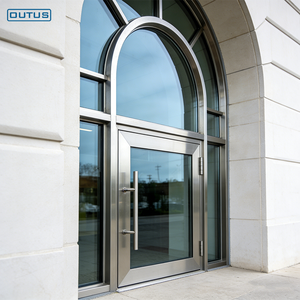 Puerta de Entrada Arqueada de Hierro Forjado Personalizada OUTUS, Moderna, Comercial, con Marco de Acero y Vidrio, para Restaurante y Hotel - Product Image 2