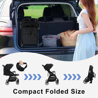 Poussette bébé pliable 3-en-1 avec poignée réglable en hauteur, cadre en acier inoxydable, capacité de charge de 20 kg, design portable pour 0-3 ans
