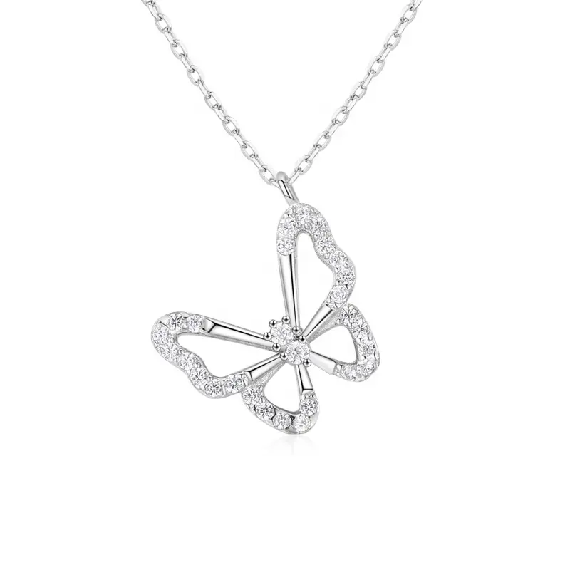 2023 New Style Popular Necklace Women Fine Jewelry fashion zirconia 925 Sterling Silver Butterfly Necklace