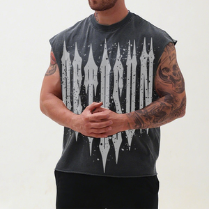 Tùy Chỉnh Người Đàn Ông Cắt Không Tay Tank Top 100% Cotton Phòng Tập Thể Dục Thể Thao Axit Rửa Ráp dây Tank Top Dtg In Ấn Tank Top Nhà Sản Xuất - Product Image 6