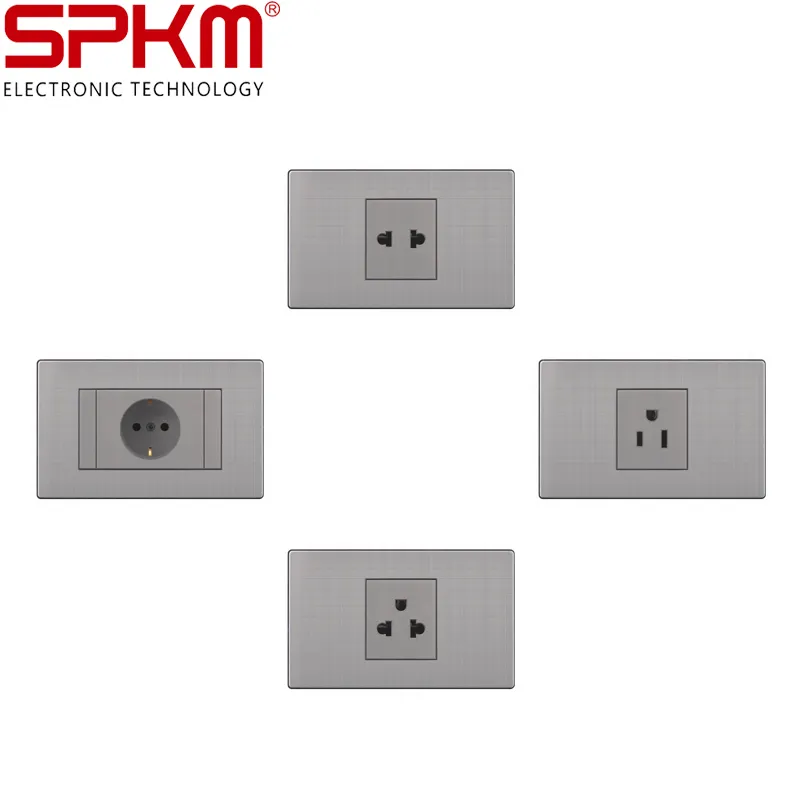 118 Rvs Type Panel Us Standard Stopcontacten En Schakelaars 110V 220V 16A 50/60Hz multifunctionele 3 Pin Socket Outlet
