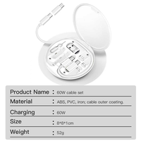 Kit d'adaptateur de voyage multifonctionnel 60W 3A, 6 en 1, avec câble de charge et de données USB Type C Micro pour téléphone portable, vente chaude