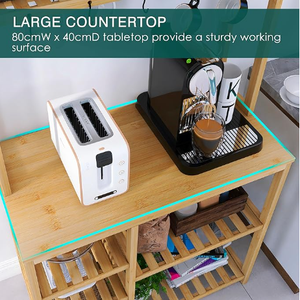 Bamboe Grote Capaciteit Keuken Opbergrek Meerlaags Servies En Keukengerei Displaystandaard Met S-Vormige Haken - Product Image 6