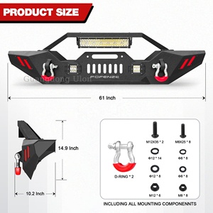 Front Bumper Compatible with <strong>Jeep</strong> Wrangler JK JL &amp; Gladiator JT 2007-2024, Offroad Full Width Bumper with <strong>Winch</strong> Plate - Product Image 6