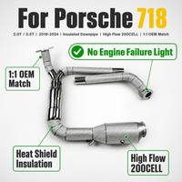 Tubo de Escape de Alto Flujo de 200 Celdas Directo de Fábrica para Porsche 718 2.0T 2.5T 2019-2024 Sin Luz de Advertencia de Fallo del Motor, Compatible 1:1 con OEM