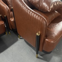 Fauteuil de salon simple et moderne en similicuir, style luxe léger, pour salon et hôtel, en tissu et toile