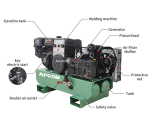 เครื่องกำเนิดไฟฟ้าแบบพกพาขนาด 10KVA ใช้เชื้อเพลิงเบนซิน พร้อมเครื่องอัดอากาศและเครื่องเชื่อมในตัว  กำลังลม 250 ลิตร/นาที ระบบระบายความร้อนด้วยอากาศ - Product Image 6