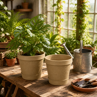 Pot de fleurs écologique en pulpe de bagasse personnalisé, pot de bureau biodégradable en papier pour la décoration des plantes de balcon à domicile