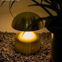Lámpara de Mesa LED Recargable de Metal Dorado, 3 Colores, Táctil, Regulable, Inalámbrica, para el Hogar y Restaurantes